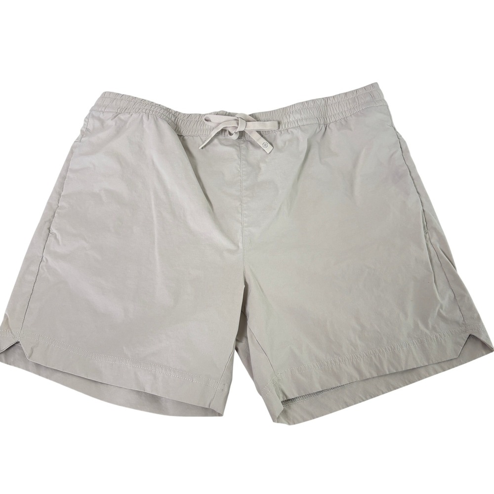 Cuts Shorts Mens L Tan Elastic Waist Drawstring Active Nylon Spandex Pull On